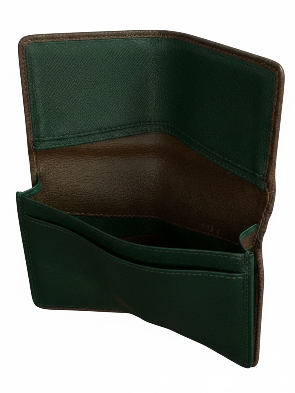 Vintage Gucci GG Supreme Sherry Line Long Wallet - Green Leather Interior - Picture 6 of 9